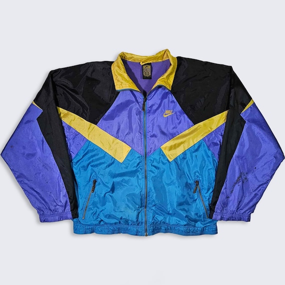 Nike Vintage 90s Premier Soccer Windbreaker Jacket - Multi Color Light Weight Coat - Stitched on Logo - Men's Size Large (L) - FREE SHIPPING