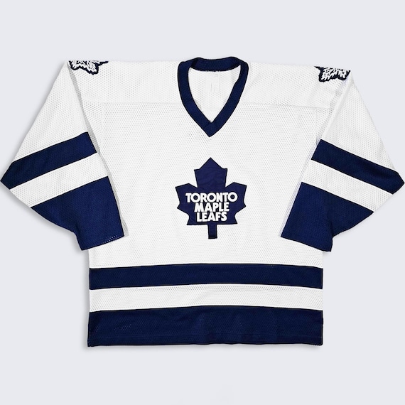 Toronto Maple Leafs Vintage 90s CCM Mesh Hockey Jersey - Made in Canada - Blue and White NHL Uniform Shirt - Size Men's : XL - Free Shipping