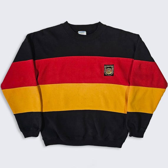 Germany Vintage 90s Flag Crewneck Sweatshirt - German Flag Color Stripes Sweater - Size YOUTH XL - Adult Small or Medium - Free SHIPPING