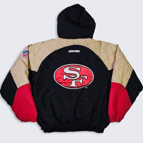 San Francisco 49ers Vintage 90s Starter Jacket - NFL Football Coat - Stitched On Logos - Men's Size : Extra Large ( XL ) - Free Shipping
