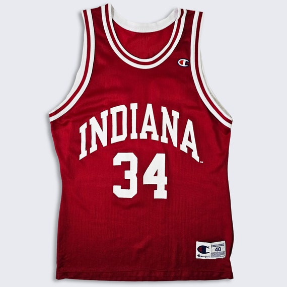 Indiana Hoosiers Vintage 90s Brian Evans Champion Basketball Jersey - Red & White Color Uniform Shirt - Men's Size : Medium - FREE SHIPPING