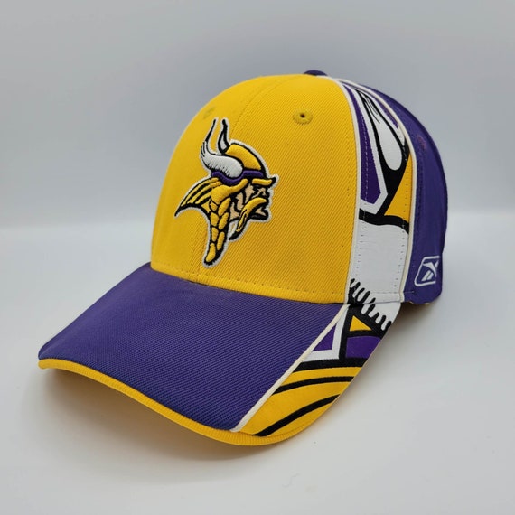 Minnesota Vikings Reebok Flex Hat - Yellow & Purple Color Cap - NFL Equipment - Stitched on Logo - One Size Fits Most - FREE SHIPPING