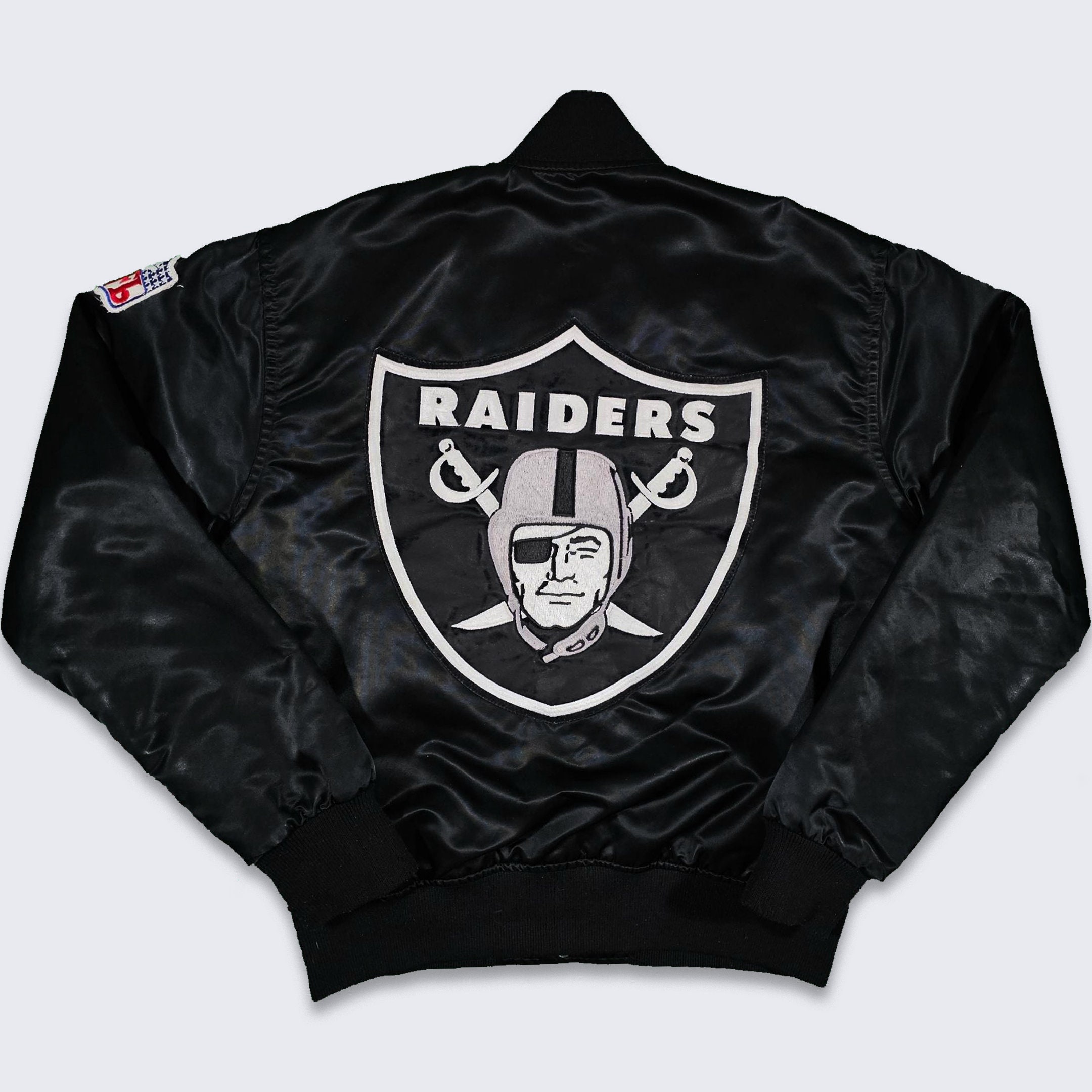 NFL LAS VEGAS RAIDERS RETRO CLASSIC MEN´S RIB WOOL VARSITY JACKET  (BLACK/WHITE)