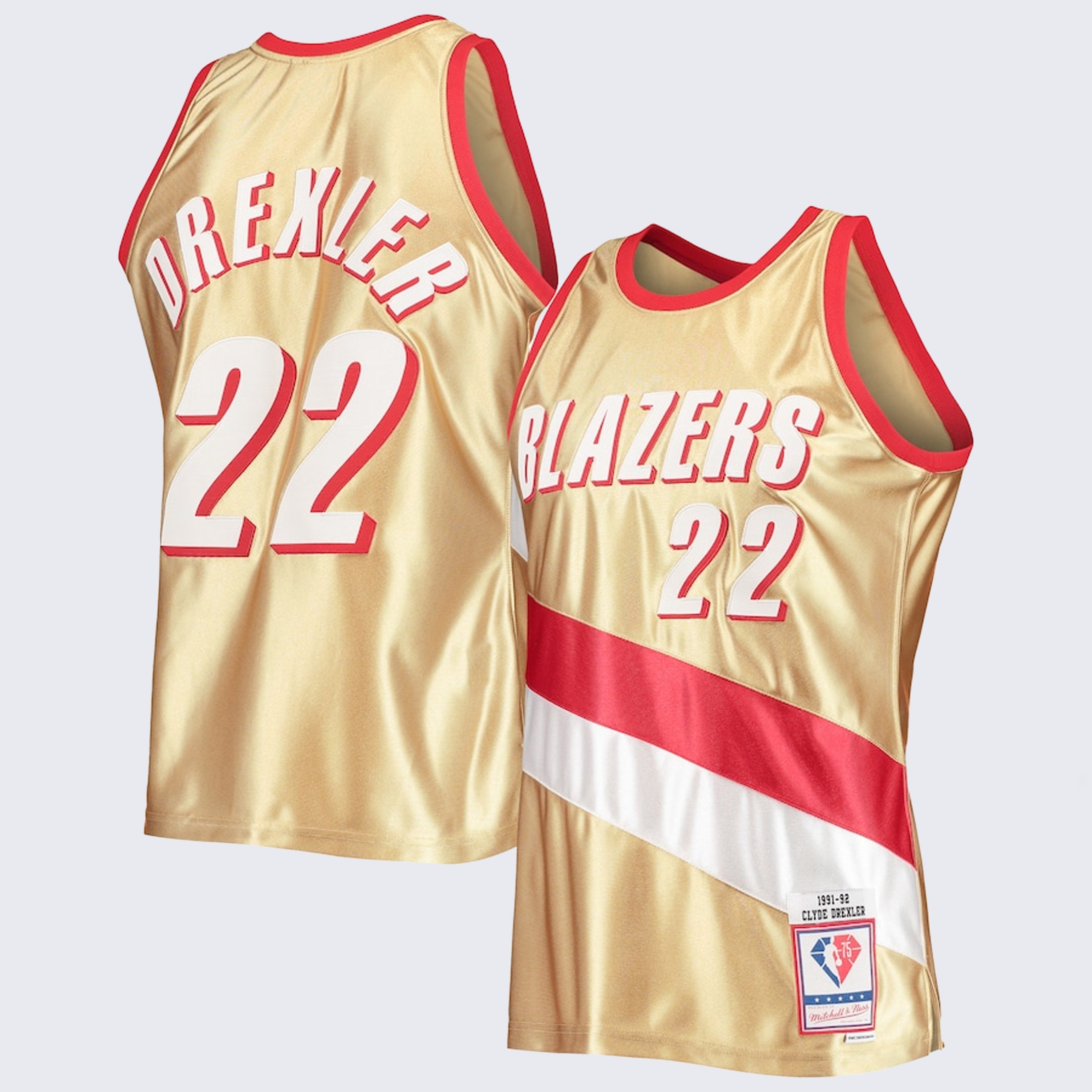 Mitchell & Ness Mens Lakers 75th Anniversary Jersey - Gold/Multi Size S