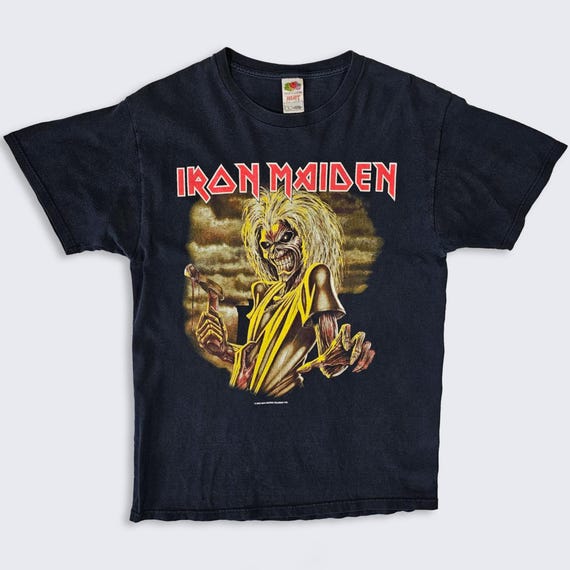 Iron Maiden Vintage Killers Heavy Metal T-Shirt - Black Color Tee - 100% Cotton - Fruit of the Loom - Men's Size : Large (L) - FREE SHIPPING