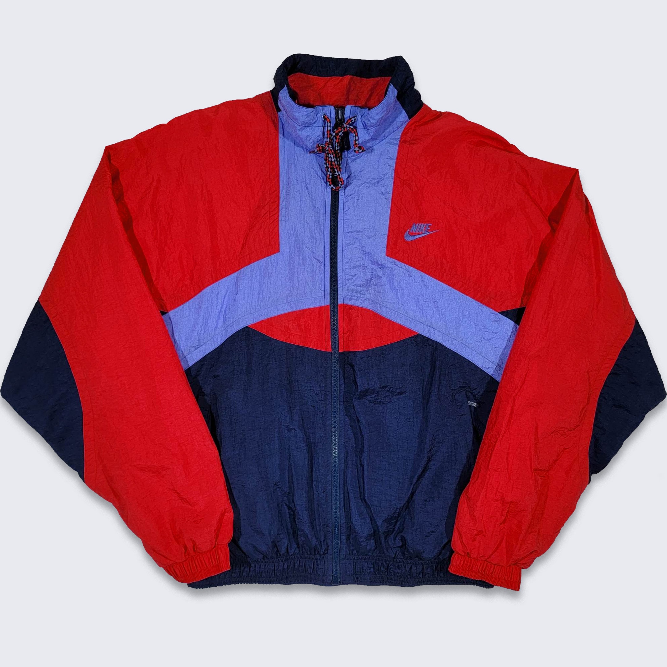 Nike Vintage 90s Windbreaker Track Jacket Red Blue Athletic Coat Stitched Logo Zipper Closure Men s Size Small FREE SHIPPING Etsy Ireland