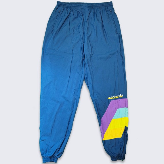 Adidas Vintage 90s Block Pants Blue and Green - Etsy