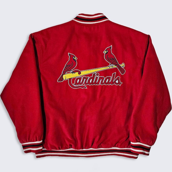 St Louis Cardinals Vintage Jeff Hamilton Reversible Bomber Jacket - MLB Baseball Red Varsity Coat -Men's Size: 4XL ( XXXXL ) - Free Shipping