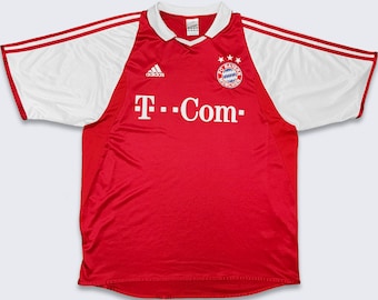 FC Bayern München Vintage Adidas Soccer Jersey - 2004 Season Kit - Made in Portugal - Red and White Shirt - Men's Size XL - Free SHIPPING