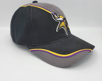 Minnesota Vikings Vintage Annco Strapback Hat - NFL Football - Black Gray Color Baseball Cap - Licensed - One Size Fits All - FREE SHIPPING