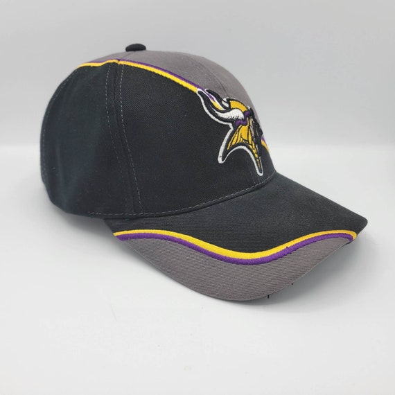 Minnesota Vikings Vintage Annco Strapback Hat - NFL Football - Black Gray Color Baseball Cap - Licensed - One Size Fits All - FREE SHIPPING