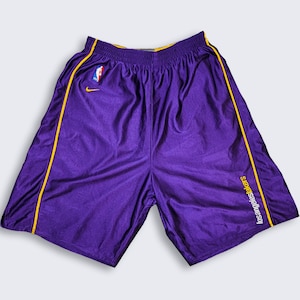 Los Angeles Lakers Vintage Nike Reversible Basketball Shorts - Purple & Gold Yellow NBA Jersey Uniform - Size Men&#39;s Large - FREE SHIPPING