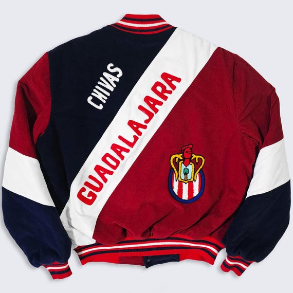 Chivas Guadalajara Vintage 90s Liga MX Soccer Bomber Jacket - Mexico Football Varsity Coat - Men's Size : Extra Large ( XL ) - Free Shipping