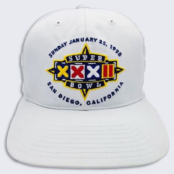 Super Bowl XXXII Vintage 90s NFL Football Snapback Hat - White Color Cap - NFL Officially Licensed Product - One Size - Free Shipping