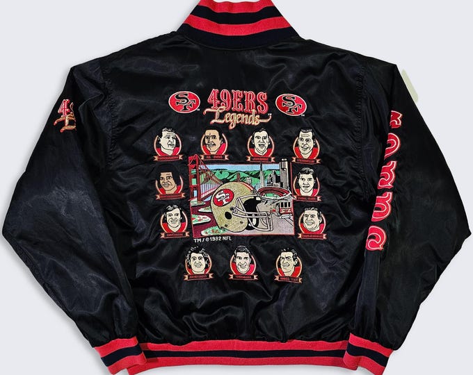 Featured listing image: San Francisco 49ers Vintage 90s Legends Satin Bomber Jacket