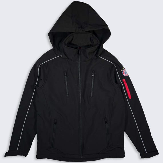 FC Bayern Munchen Soft Shell Germany Soccer Black Rain Jacket