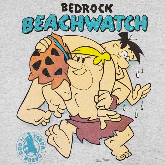 Flintstones Vintage 90s Bedrock Beachwatch T-Shirt - Made in Ireland - Baywatch Parody Single Stitch Tee - Size Men's : XL - FREE SHIPPING