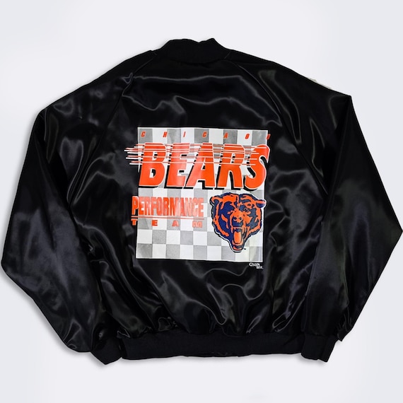 Chicago Bears Vintage 80s Chalk Line Satin Bomber Jacket - Performance Team - NFL Football Lightweight Varsity Coat - Size L - Free Shipping