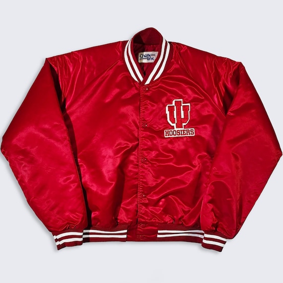 Indiana Hoosiers Vintage 80s Chalk Line Satin Bomber Jacket