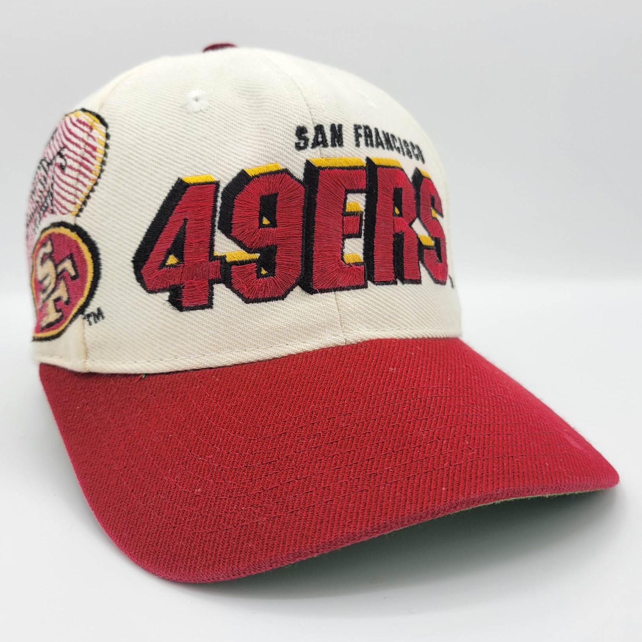 San Francisco 49ers Vintage 90s Shadow Sports Specialties Snapback Hat Wool  Blend NFL Football White Red Baseball Cap FREE SHIPPING 