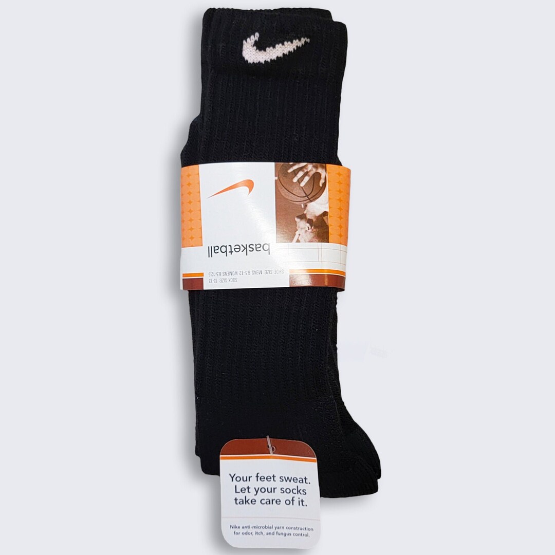 Nike Vintage Basketball Black Socks Deadstock New With Tags NWT Size