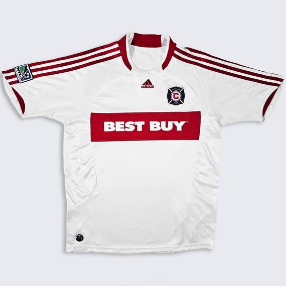 Chicago Fire Vintage Y2K Adidas MLS Soccer Jersey - White Color Uniform Shirt - Stitched On Logos - Men's Size : Large (L) - FREE SHIPPING
