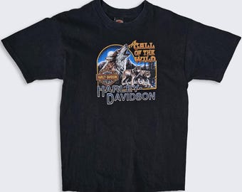 Harley Davidson Vintage Call of the Wild Wolves T-Shirt - 100% Cotton - Vancouver Canada - Men's Size : Large ( L ) - Free Shipping
