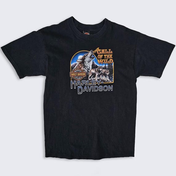 Harley Davidson Vintage Call of the Wild Wolves T-Shirt - 100% Cotton - Vancouver Canada - Men's Size : Large ( L ) - Free Shipping