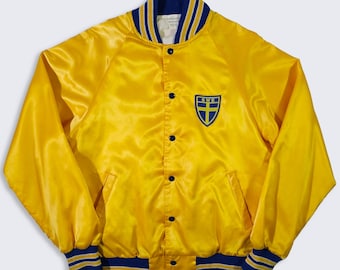 Sweden Vintage 90s Soccer World Cup Satin Bomber Jacket