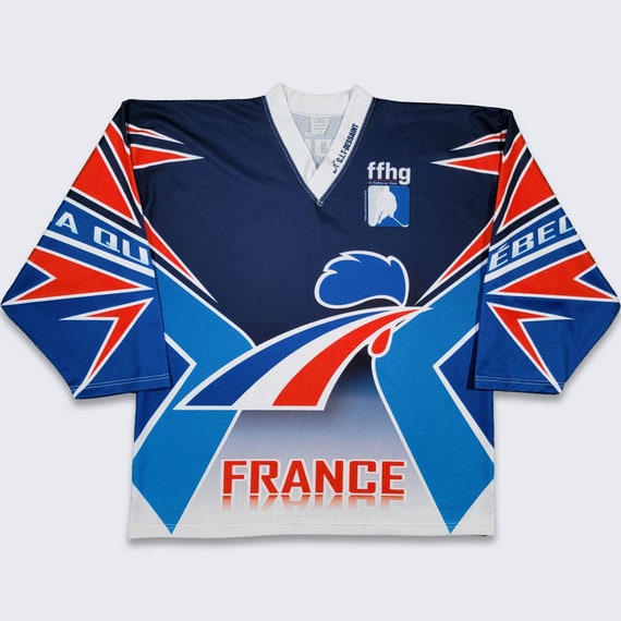 France Vintage 00s World Champions Hockey Jersey - Multicolor Athletic Shirt - Quebec Canada - Made in France - Extra Large  - FREE SHIPPING