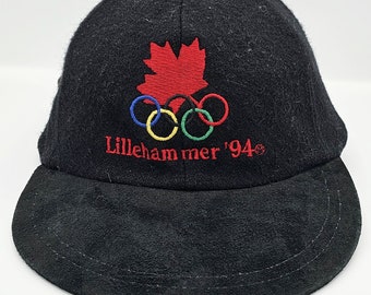 Canada Vintage 90s Lillehammer Olympics Strapback Hat - Kalson Black Baseball Cap - Stitched on Logo - One Size Fits All - FREE SHIPPING