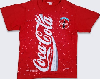 Coca Cola Vintage 90s Coke Can T-Shirt - Single Stitch Red Tee - Made in USA - 100% Cotton - Men's Size : Large ( L ) - FREE SHIPPING