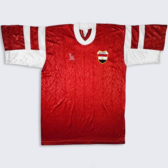 Egypt Vintage 90s Venecia World Cup Soccer Jersey - Red Color Uniform Shirt - Very Rare - Men's Size : Extra Large ( XL ) - FREE SHIPPING