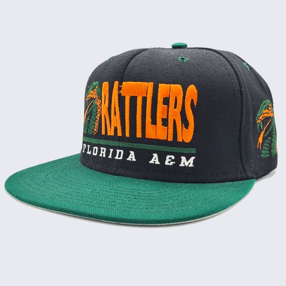 Florida A&M Rattlers Vintage 90s HBCU Snapback Hat - Black Green Orange Baseball Cap - Snake Logo on Side - One Size Fits All -FREE SHIPPING