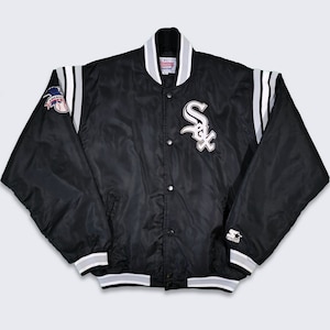 Chicago White Sox Vintage 90s Starter Satin Bomber Jacket - MLB Baseball Black Coat - Diamond Collection - Size Men&#39;s XL - Free Shipping