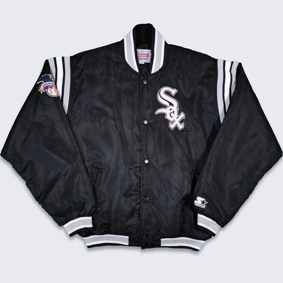 Chicago White Sox Vintage 90s Starter Satin Bomber Jacket - MLB Baseball Black Coat - Diamond Collection - Size Men's XL - Free Shipping