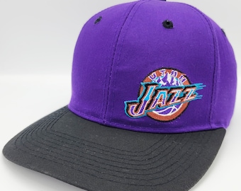 Utah Jazz Vintage 90s Starter Snapback Hat - Blockhead Back Logo - NBA Basketball Purple Baseball Cap - One Size Fits All - Free Shipping