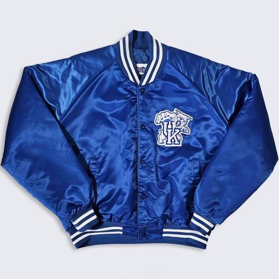Kentucky Wildcats Vintage 80s Chalk Line Satin Bomber Jacket - UK