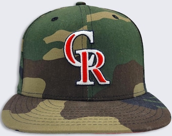 Colorado Rockies Camo America New Era Fitted Hat - USA Flag Under Bill - MLB Baseball Camouflage Cap - Genuine Merch - 7 1/8 - Free SHIPPING