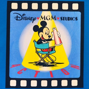 Mickey Mouse Vintage Disney MGM Studios T-Shirt - Made in USA - Large Printed on Logo - Blue Color Tee - Size Men&#39;s XL - Free Shipping