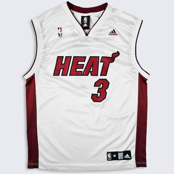 Miami Heat Vintage Dwyane Wade Adidas Basketball Jersey - White & Red Color Uniform Shirt - NBA - Men's Size : Medium ( M ) - Free SHIPPING