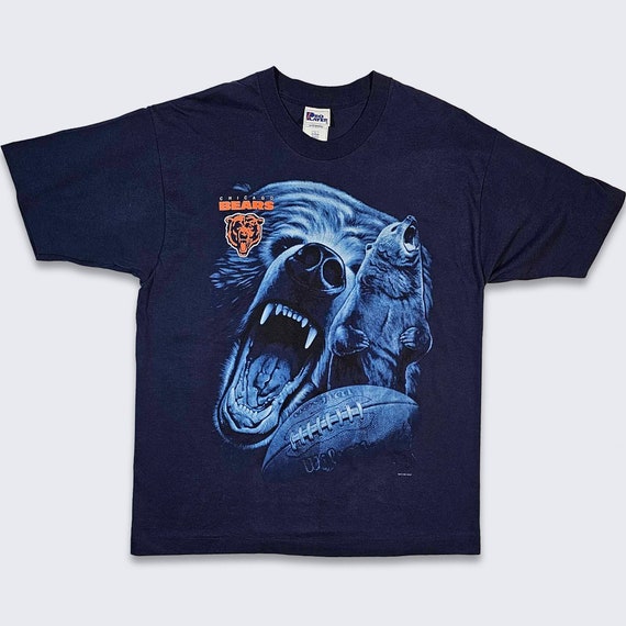 Chicago Bears Vintage 90s Pro Player T-Shirt - Single Stitch NFL Football Navy Blue Tee - Made in USA - Size Men's Large (L) - Free SHIPPING