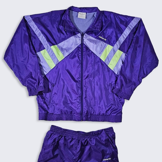 Adidas Vintage 90s Purple Shiny Full Track Suit