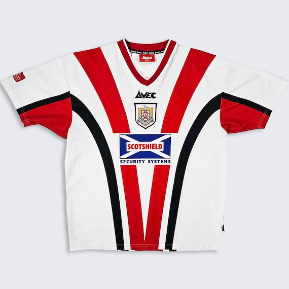 Airdrieonians FC Vintage 90s Scotland Avec Soccer Jersey - Made in the UK - Stitched On Logo - Men's Size : Large ( L ) - Free Shipping
