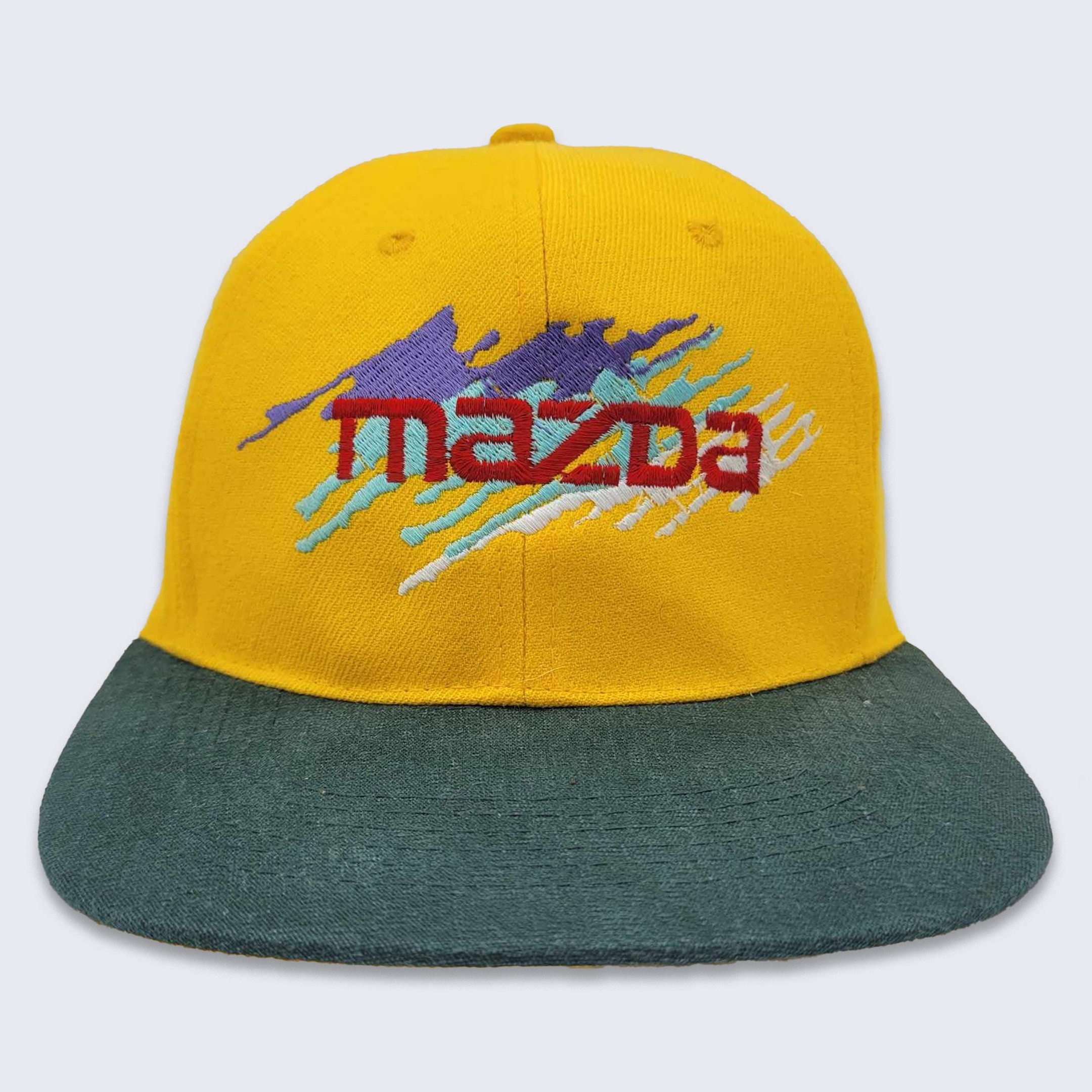 デッドストック USA製 MAZDA CAP スナップバック　ビンテージ Mazda Vintage 90s Yellow & Green Snapback Hat - Wool Blend - Logo