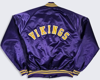 Minnesota Vikings Vintage 80s Chalk Line Satin Bomber Jacket