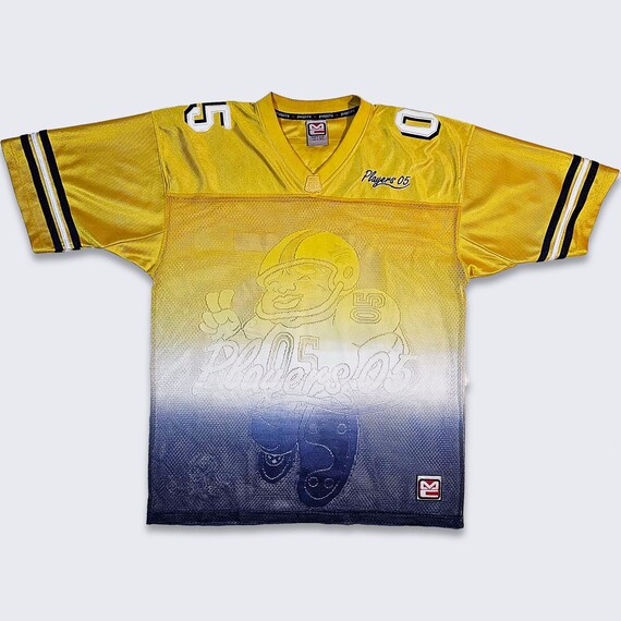Players 05 Vintage Y2K Rap Football Jersey - Mesh Gradient Shirt - Yellow, White & Blue - Men's Size Extra Large ( XL ) - FREE SHIPPING