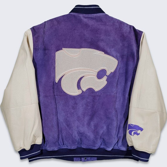 Kansas State Wildcats Vintage 90s Carl Banks Varsity Jacket - Suede Leather - G111 - Chenille Stitching - Size 2XL  - XXL - Free Shipping