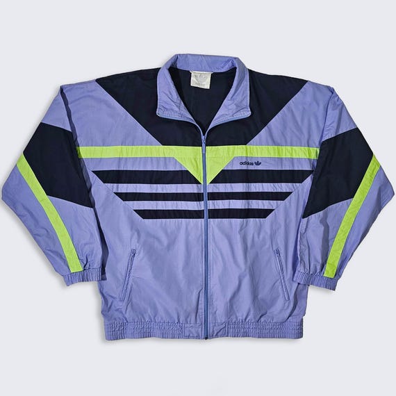 Adidas Vintage 90s Purple Color Block Track Jacket - Multi Color Light Weight Coat - Size Men's : Extra Large ( XL ) - FREE SHIPPING