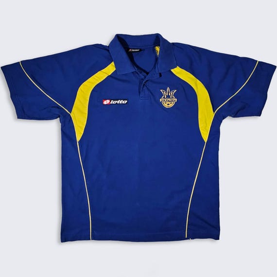 Ukraine Vintage 90s Lotto Soccer Polo Shirt - Italian Sport Design - Stitched On Logo - Men's Size : XXXL / 3XL - Free Shipping